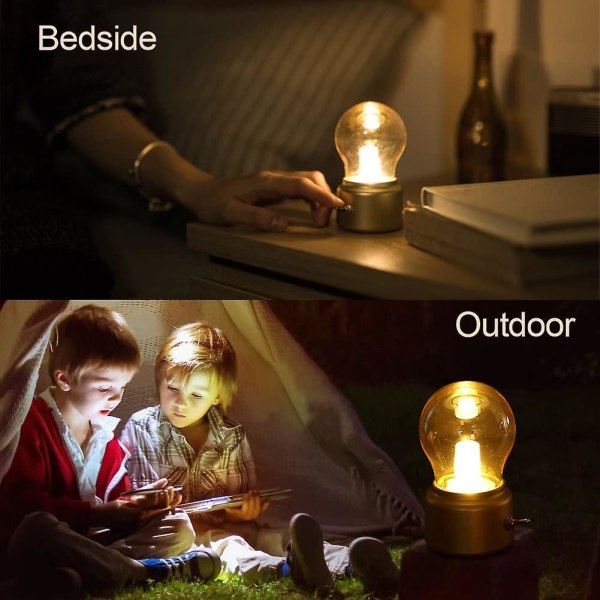 Retro Lampa USB Uppladdningsbar Led Nattlampa Mini Sängbordslampa Gyllene