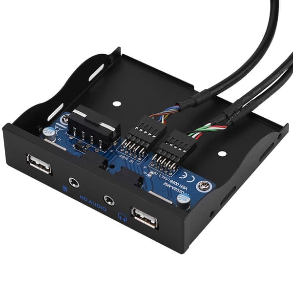 USB2.0 Lyd og USB2.0 Grensesnitt Frontpanel Adapter 3,5' 9Pin