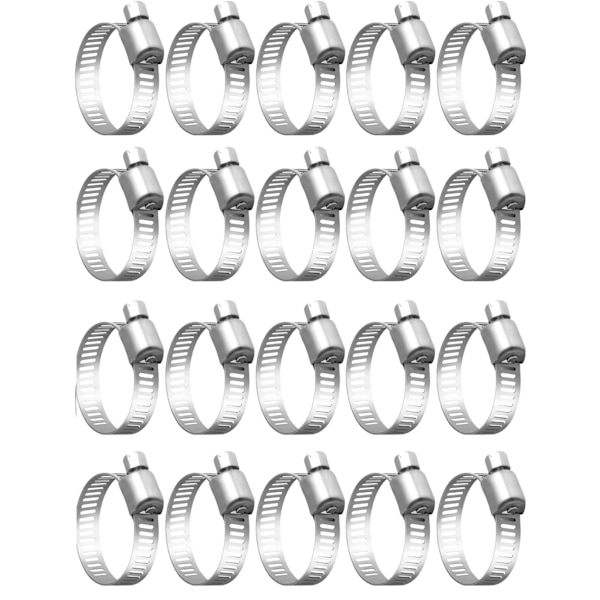 20 delar rörslangklämma, justerbar slangklämma 32-50 mm, 304 rostfri