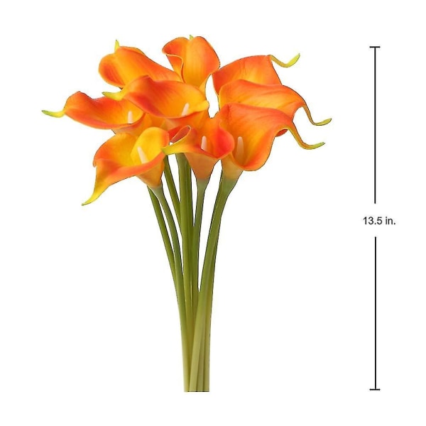 Keinotekoinen Calla Lilja 10 kpl Oranssi kukkia Keinotekoiset liljat Kukat Kukkakimppu Fake Calla Liljat Kasvikoristelu kukka-asetelmiin Häät, Braidal, H 4 10pcs