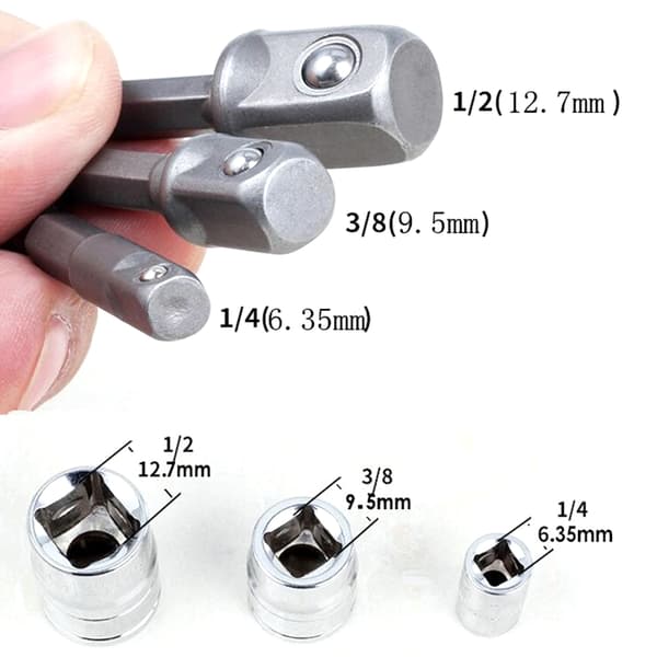 8 stk. Sokkeladapter Sæt Driver Hex Skaft Impact Bor Bits Forlængelsesstang 1/4 tommer 3/8 tommer 1/2 tommer