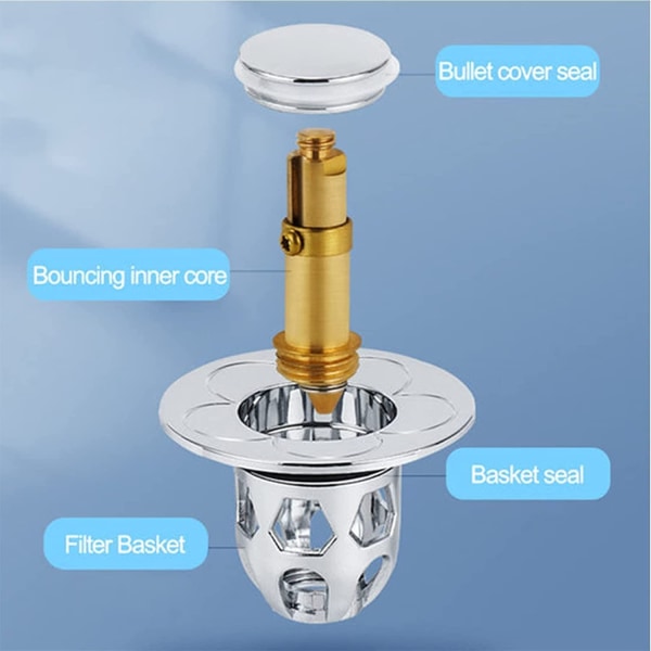 Universal Handfat Vattenhuvud Läckpropp, Handfat Dräneringsplugg Basin Bounce Avloppsfilter