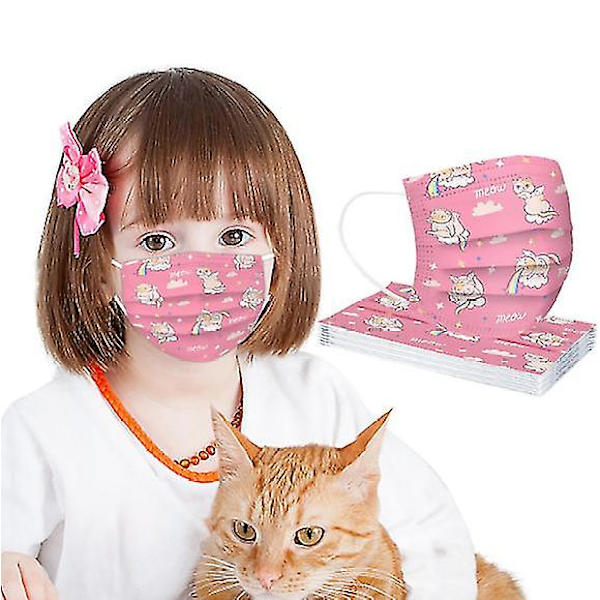 Barnmask 4-12 år Disponibel barnmask Trelagers skydd Rosa tecknad serie för män och kvinnor, högt värde Andas 50 Pcs