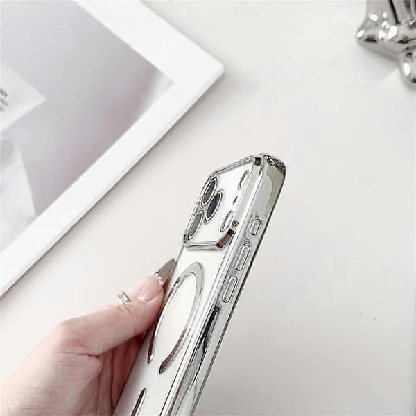 【BQ】Compatible with iPhone 17 Pro Max Case Compatible with MagSafe Electroplating TPU Phone Case with Long Lanyard PinkGold