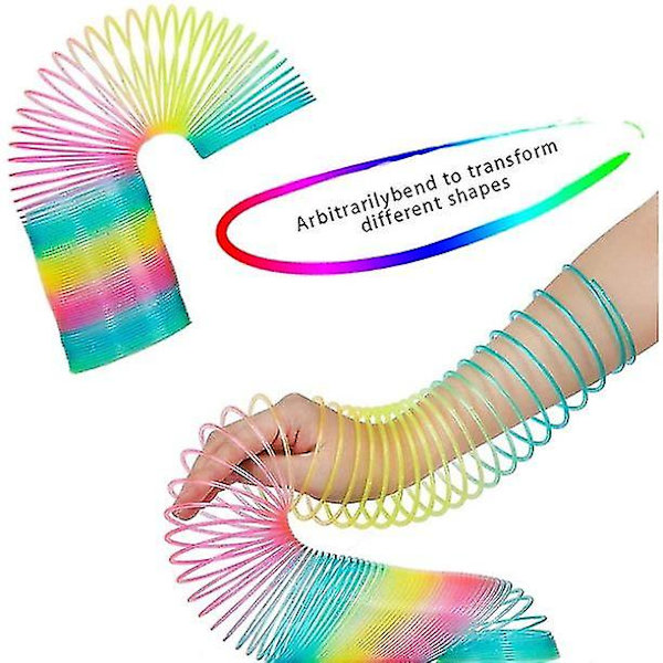 Rainbow Coil Spring Slinky Toy - Giant Classic Novelty Plastic Magic Spring Legetøj - 3x6 tommer/7,6x15 cm
