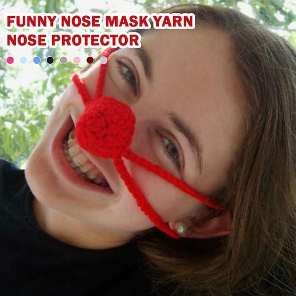 【BQ】Handmade Wool Nose Warmer Windproof Soft Nose Warmer for Cold Weather Light Blue