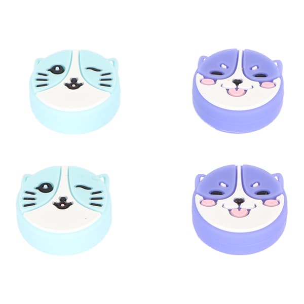 Sødt Kat Hundeform Silikone Tommelfingergreb Cover Forebyg Skridning til Switch Lite 4 stk