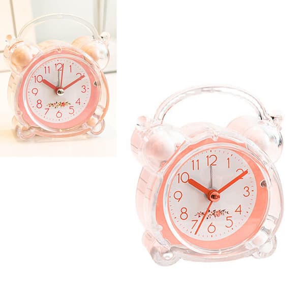 【BQ】Barnväckarklocka Tyst Design Tecknad Design Enkel Inställning Stark ABS Dubbel Klocka för Sovrum Bord Rosa