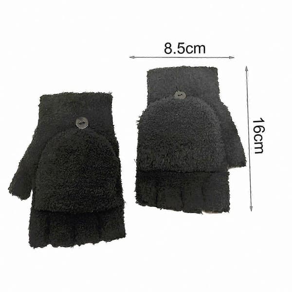 Dame halvfingerhandsker, bløde varme vinterhandsker med fluffy, strækbare flip-handsker Brown One Size