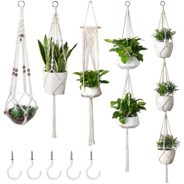 Macrame växthängare med krokar, hängande set inomhus utomhus