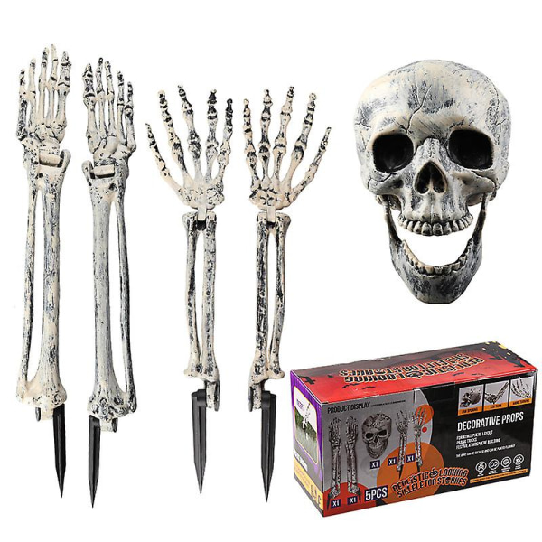 Halloween dekorative gulv kranium simulering skelet rekvisitter spøgelse festival have skelet ornamenter tre sæt skelet Skeleton set of five