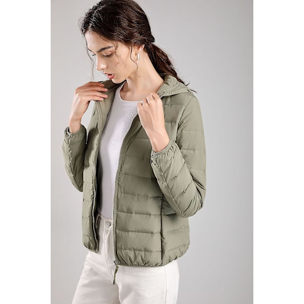 Lättviktsjackor med luva för kvinnor är bekväma att bära Light Green XL