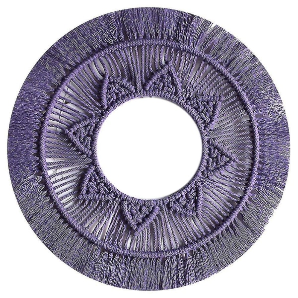 Makramepeilikoristelu tumma tyyli Boheemi kudottu käsintehty seinävaippa (violetti)