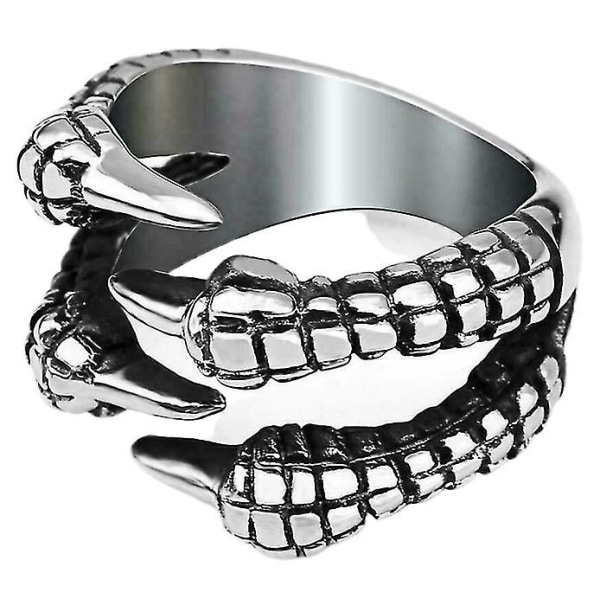 Silver Claw Rings Men Women Dragon Claws Shaped Jewelry Rings Open Rings Stainless Steel Punk Goth Eagle Demon 13