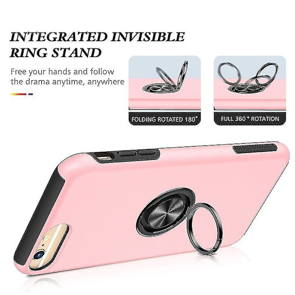 Magneettirengas Kickstand Iskunkestävä phone case Iphone 6 Plus -puhelimelle (musta) Rose Gold