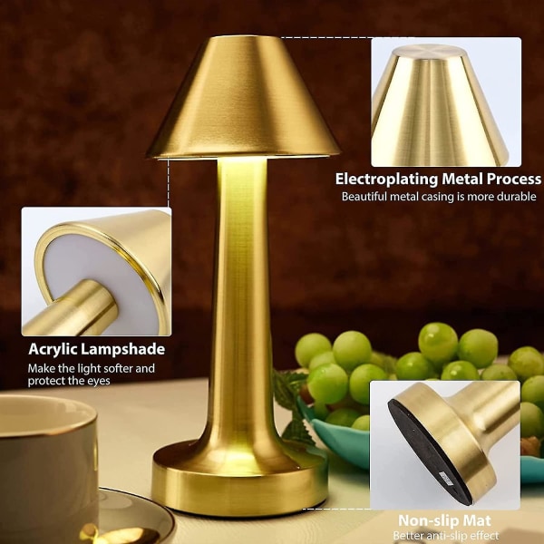 Touch Sensor Bar oppladbare bordlamper (gyldne) B Gold