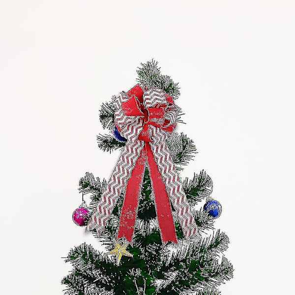 Christmas Tree Topper Rosett, Stora Julrosetter Röda Julgransdekorationer Julrosetter För Julgran Krans Garland Festtillbehör (21x10i)