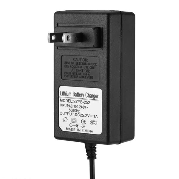 Universal 25,2V 1A Batterilader Strømadapter - Amerikansk Stikkontakt