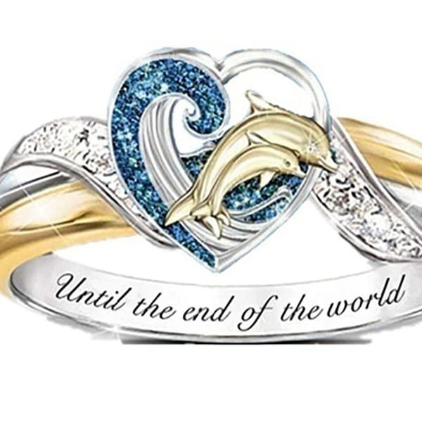 Dolphin Ring - Til Verdens Ende - Indlagt Ring Smykke Gave til Mors Dag