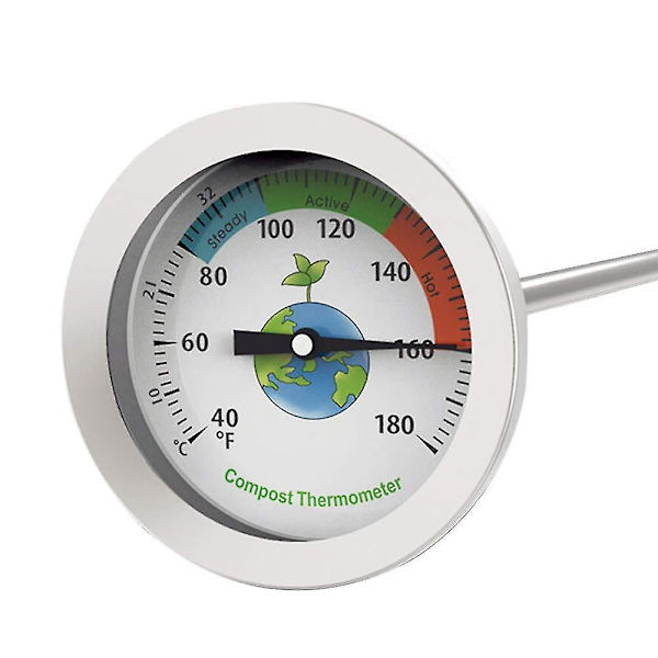 Komposttermometer, jordmåleverktøy, 304 rustfritt stål Mål temperaturen på kompostjorden