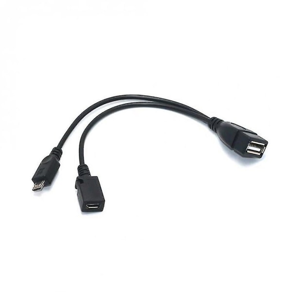 1 i 2 Otg Micro USB Host Power Y Splitter USB Adapter Till Mirco 5 Pin Hane Hona Kabel Slitstark Micro USB Otg Kabel