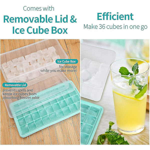 Ice Cube Fack Lock Och Bin Silikon Is Fack Med Skopa 77 grids GREEN