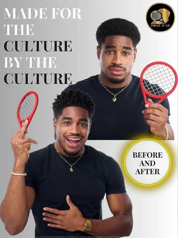 Twist Up Comb Bond Sort Skaber Krøller og Twists til Sorte Mænd Tennis Ketcher Design_i*