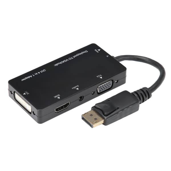 4-i-1 Adapterkabel Displayport til HDMI/VGA/DVI/Audio Konverter Multifunktion