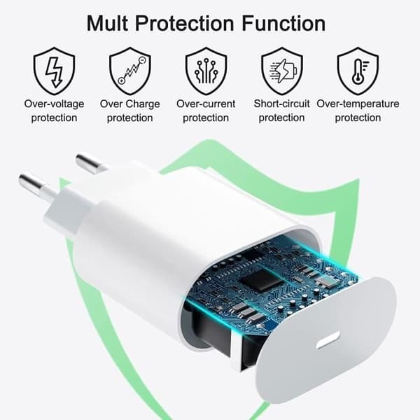 Hurtigoplader - Apple - 20W - Kompatibel med iPhone 13 Pro Max - 1M Kabel - Power Delivery 3.0