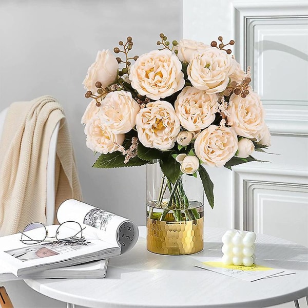 Konstgjord Pion Blomma Konstgjord bukett Heminredning Bukett brun brown