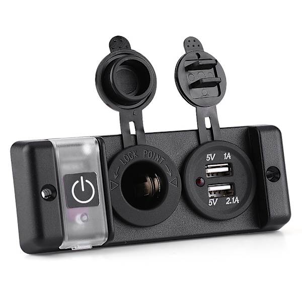 Vattentät Dual USB Power Socket Switch Panel för Car RV Marine Båt