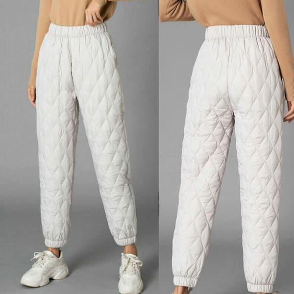 Dam vintervadderade diamantformade joggingbyxor med hög midja och bomullsstoppning Black XL