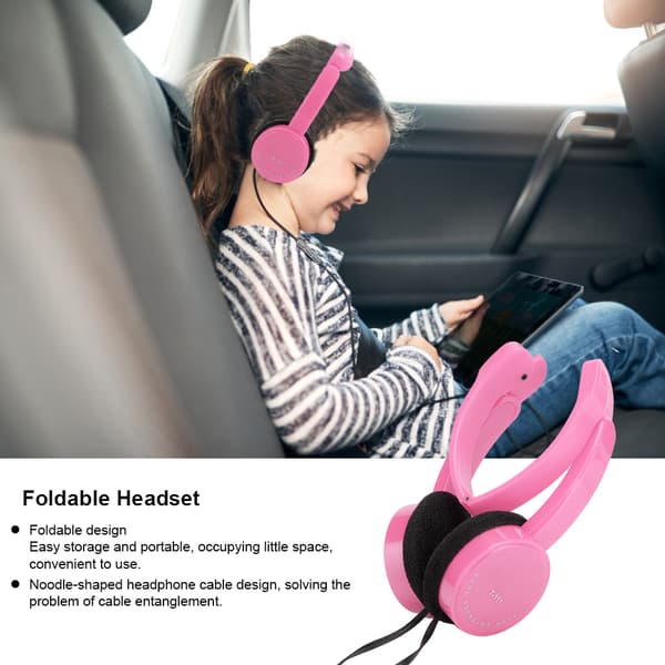 Foldbart kablet stereo headset med mikrofon til børn Smartphone Tablet Pink