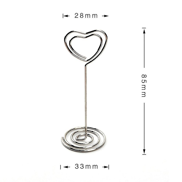 1/5/10/20 stk Metal Hjerteformet Billede Mini Holder Memo Fotokort Clip Stand 20PCS