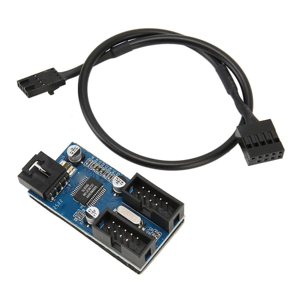 Moderkort USB 2.0 9-pin Header 1 till 2 Förlängningshubb Splitter Adapter Stabil Strömförsörjning Plug and Play USB Header Splitter