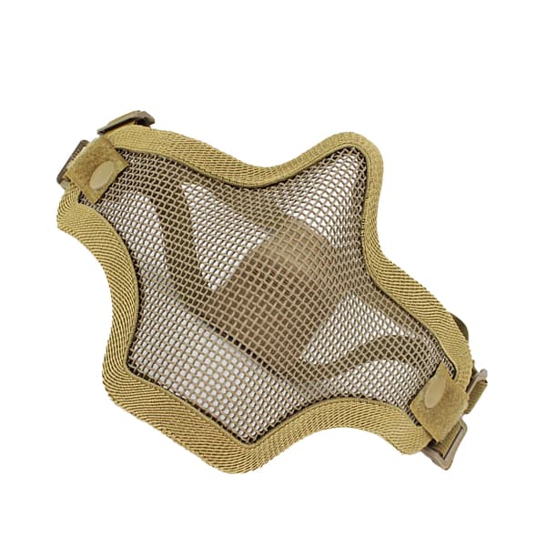 Halvt Ansikte Stål Mesh Skydd Cool Design Huvudskydd 54-62cm för Utomhusaktiviteter Tan