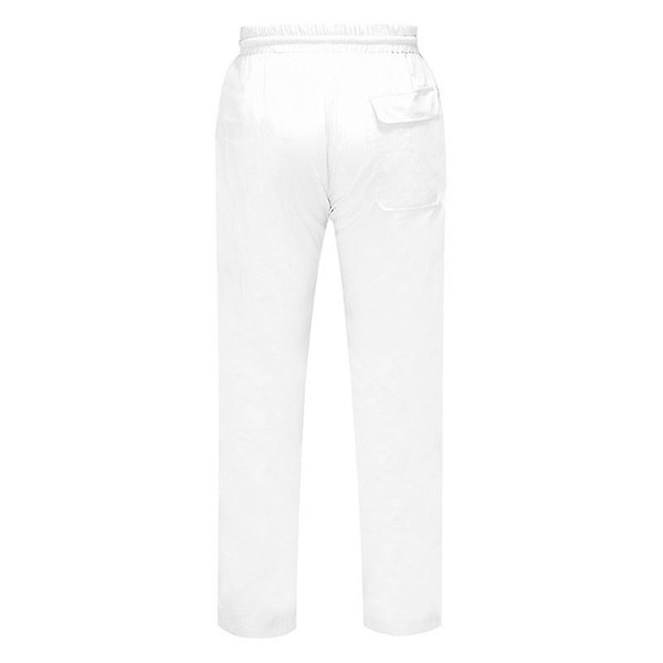 Herr Linne Look Baggy Byxor Elastisk midja Casual Beach Yoga Byxor White M
