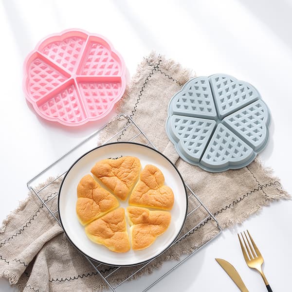 2 STK Silikon Vaffelform 5 Hulrom Hjerteformet Kake Muffin Pannekakeform for Bakeverktøy