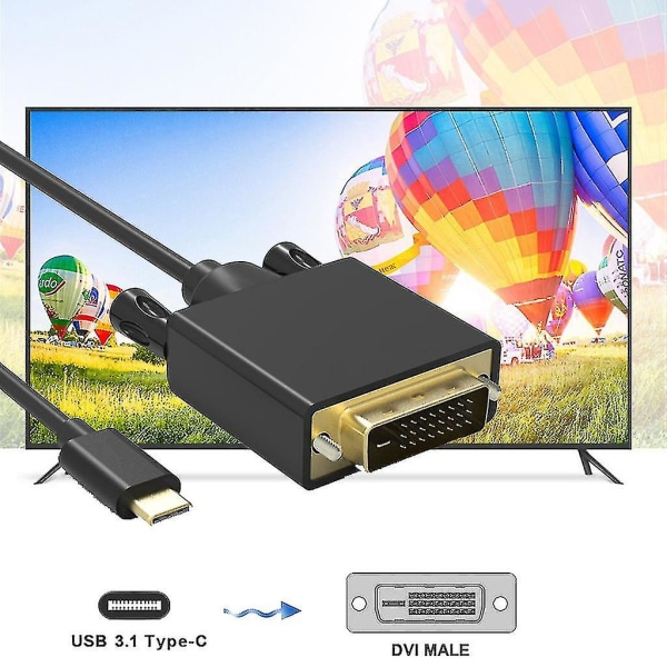 Usb Type C til Dvi Adapter Fuld 1080p Video Audio Converter Kabel ledning