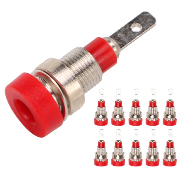 10 stk. Banan Socket Messing 2mm Panel Socket Koblingsterminaler for Elektronisk Industrielt Utstyr Rød