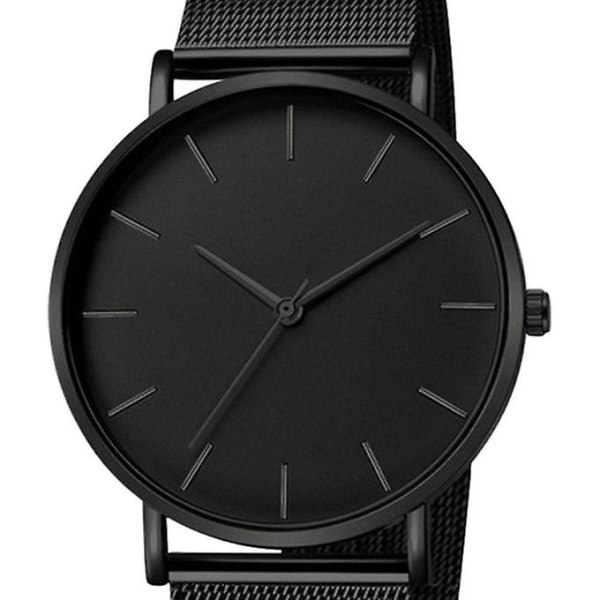Herre Quartz Watch Luxury Case Analog Black Band Black Pointer
