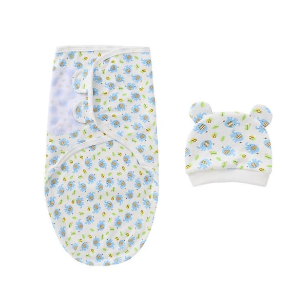 Born swaddling sovsäck cocoon babys filt hatt set gro-bag kram filt Yellow car deer