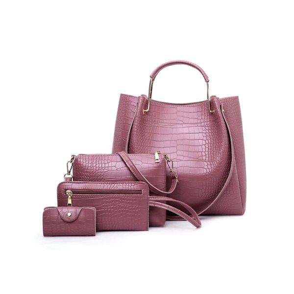 Luksus Pu Læder Alligator Håndtasker Dame Tasker Set Designer (lilla)