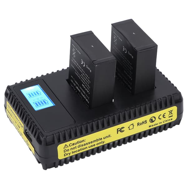Dobbelt USB Batterilader LCD Display Kamera Batterilader med 2 Batterier til Hero2 3