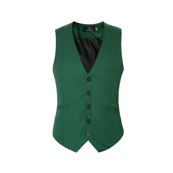 Men's V-neck Suit Vest Cotton Slim Four Seasons Vest Green 3XL