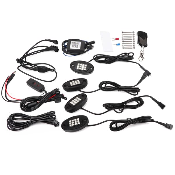 LED Rock Lights - 4 Pods för lastbil, UTV, ATV - Dimmer Switch ingår