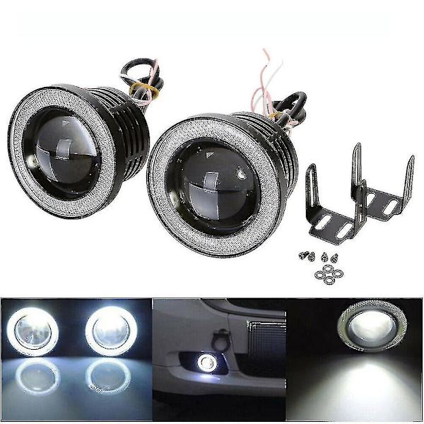 2kpl Auton Sumuvalo Angel Eyes Halo Ring Pyöreä Led Ajovalot Universal 2.5 inch White