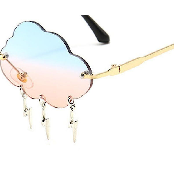 (gold Frame Blue Pink Gradient)lightning Cloud Glasses Sunglasses