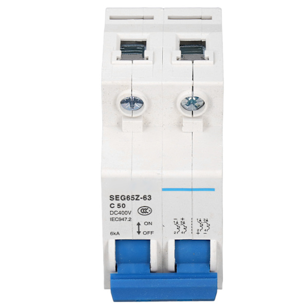 DC Miniatyr Strømbryter 2P 6KA 400V Luftbryter Solcelle PV System Panel Grid C50 50A