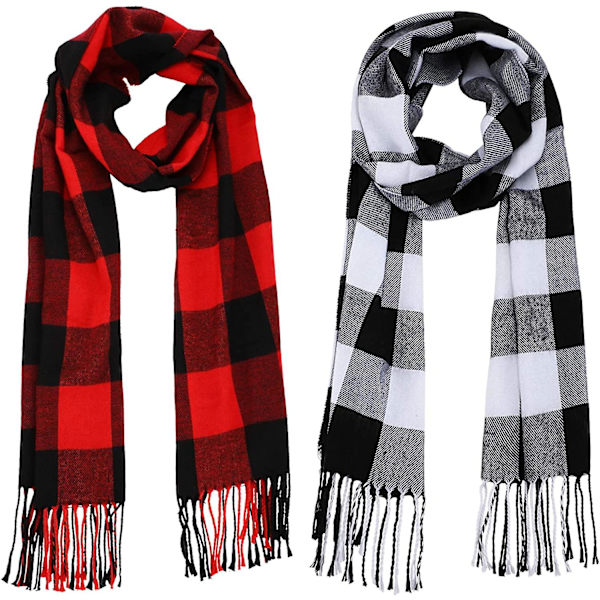 2 stykker varm tartan pläd rutig kvinner vinter halsduk och wraps unisex